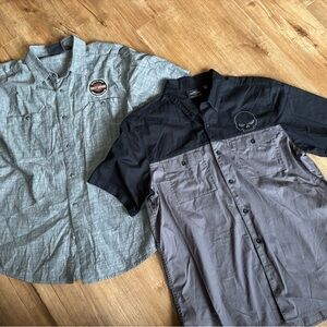 Two Harley Davidson Button-Up Shirts size XL great condition “just wrinkled”